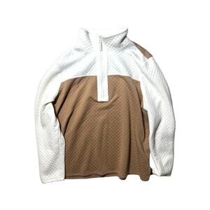 Croft & Barrow Women's Large Brown & White Quarter-Zip Pullover Fleece